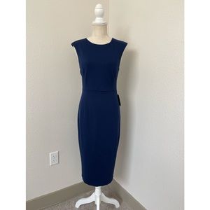 Express Blue Midi Exposed Zipper Shift Dress, Size 6